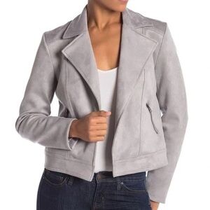 Philosophy Gray Faux Suede Bike Style Jacket Sz L